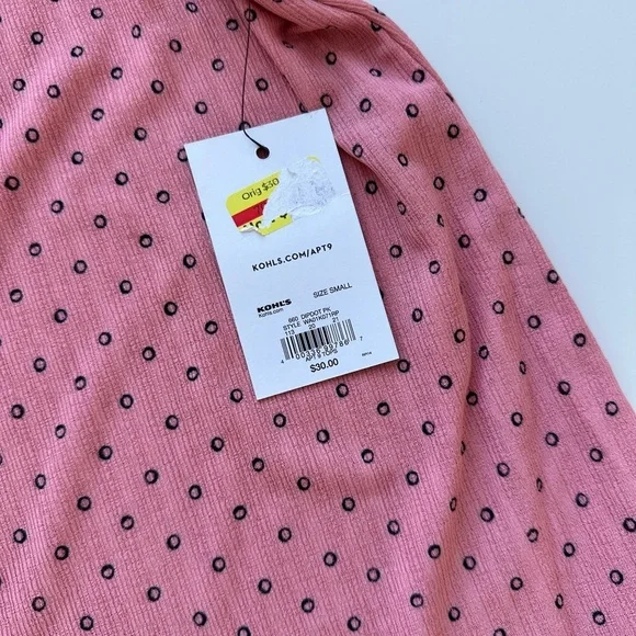 NWT Apt. 9 Pink Polka Dot High Neck Stretch Lined Sleeveless Blouse Size Small - Picture 5 of 9